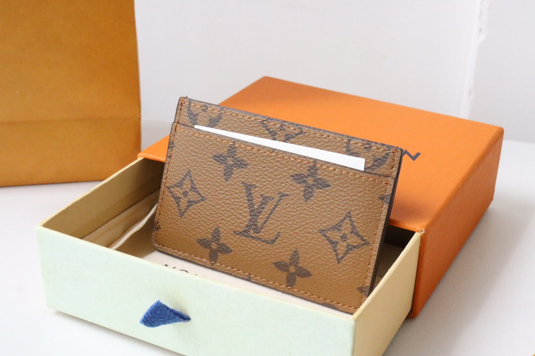 LV x SY Dog Card Holder Brown Red Monogram Canvas 204658