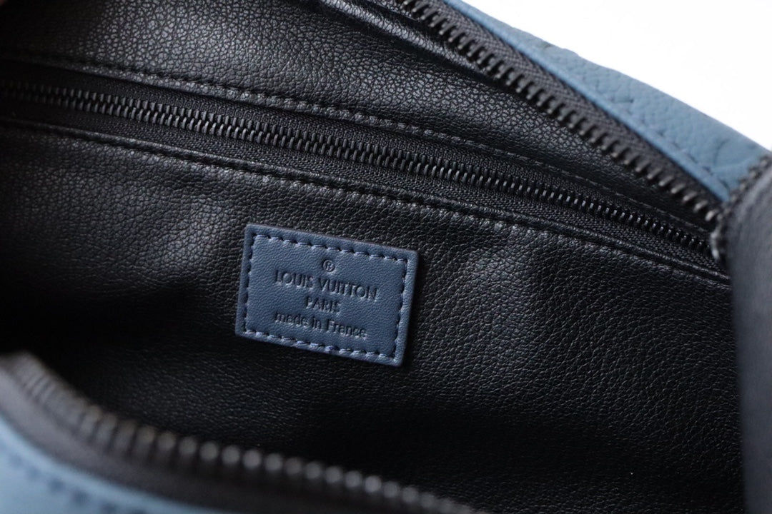 LV Dopp Kit Toiletry Bag Blue-Gray Taurillon Monogram Leather 217069