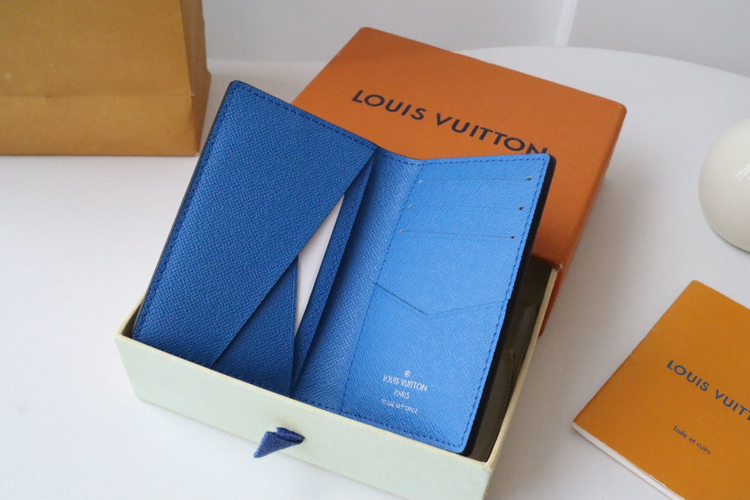 LV M11581 Pocket Organizer Gray Blue Cowhile 224134