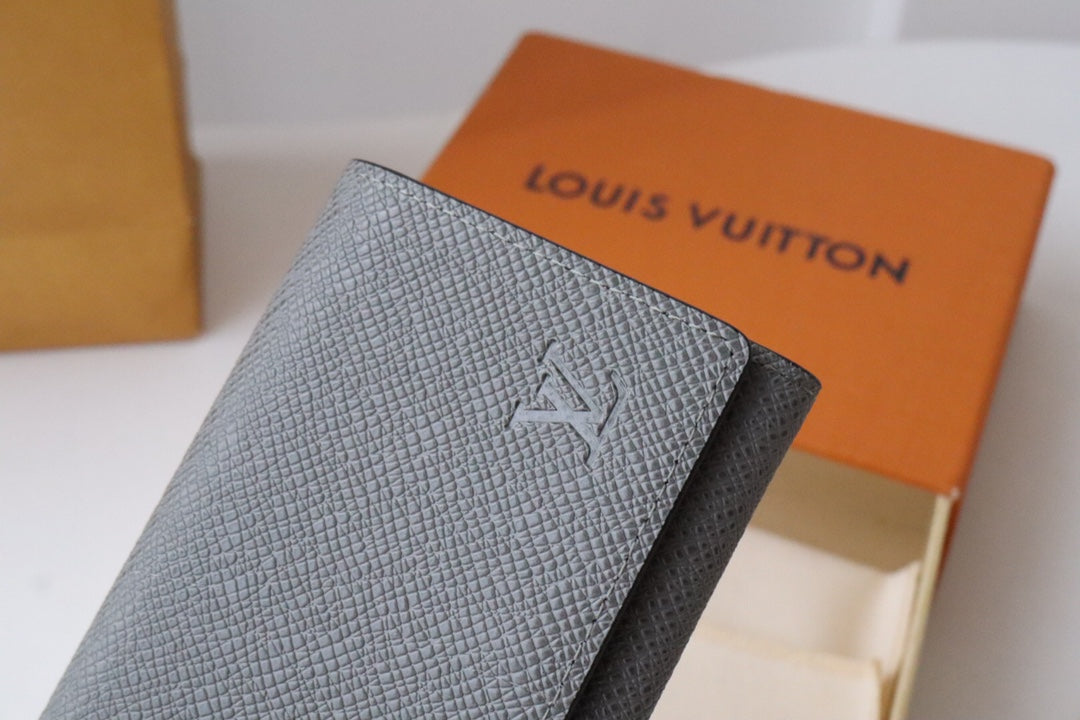 LV M11583 Business Card Holder Gray Blue Cowhile 224135