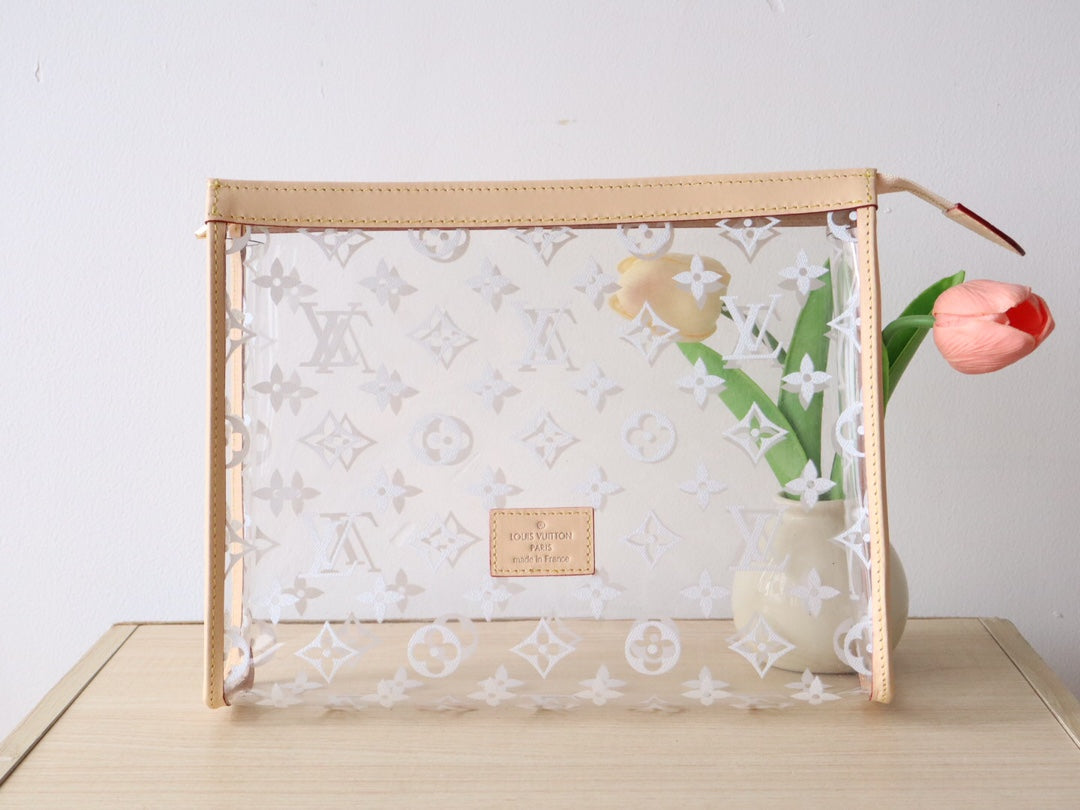 LV Trio Poche Toilette Beige Recycled Polyester & Cowhide