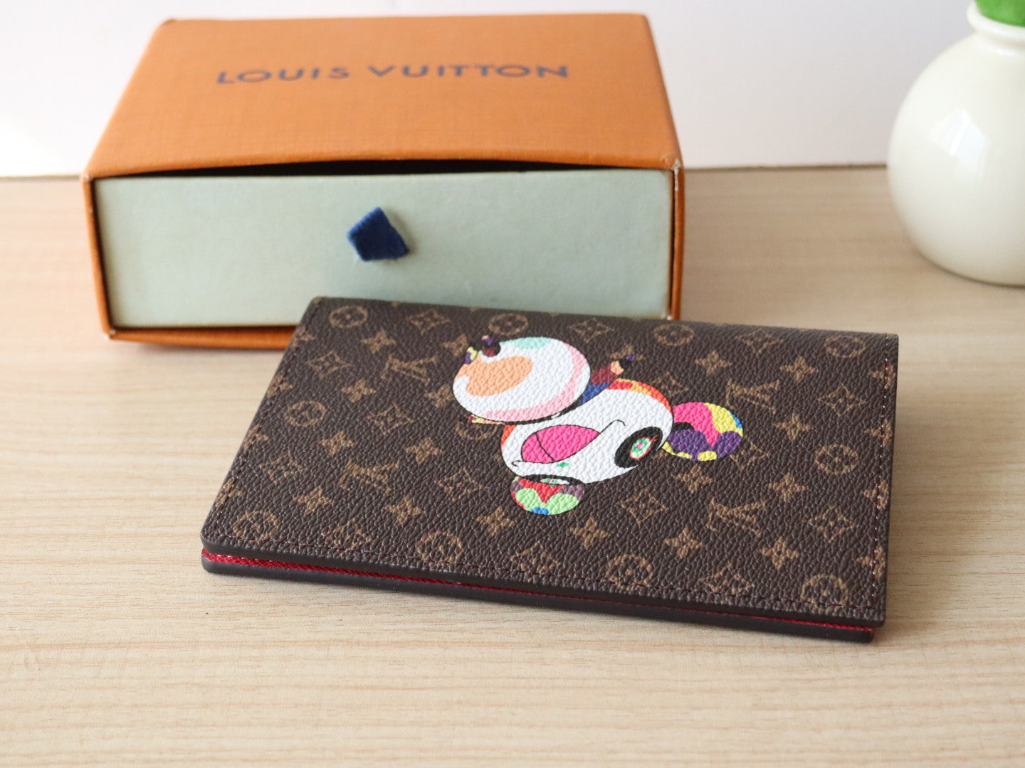 LV x TM M14164 Passport Cover with Panda Printed Brown Monogram Canvas