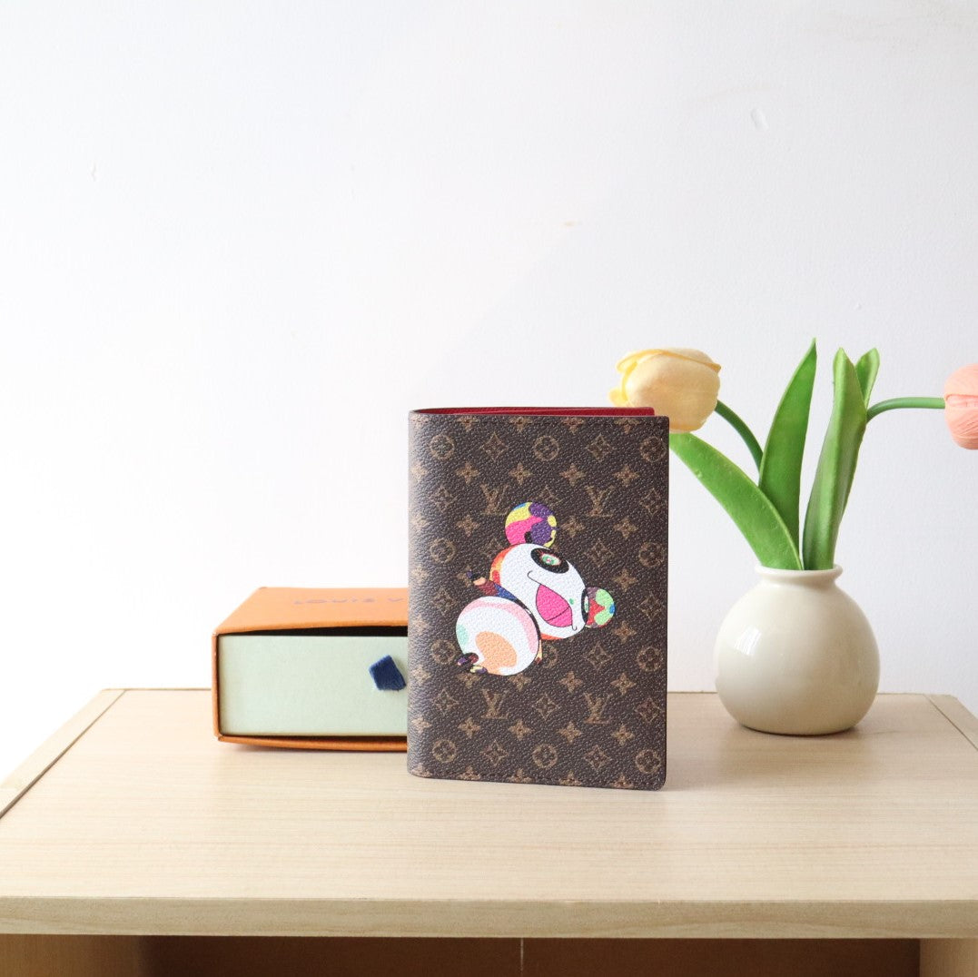LV x TM M14164 Passport Cover with Panda Printed Brown Monogram Canvas