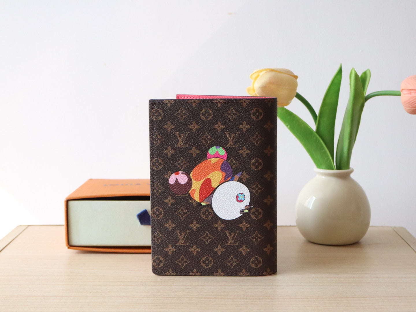 LV x TM M14164 Passport Cover with Panda Printed Brown Monogram Canvas