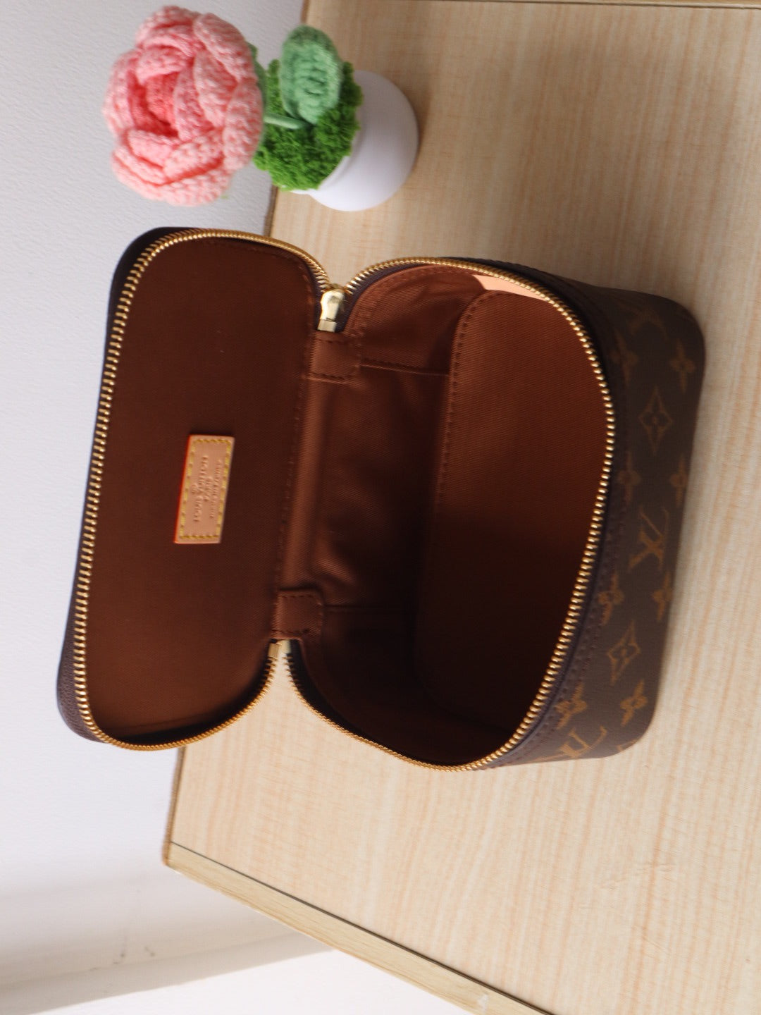 LV M43689 Packing Cube PM Brown Monogram Canvas & Cowhide