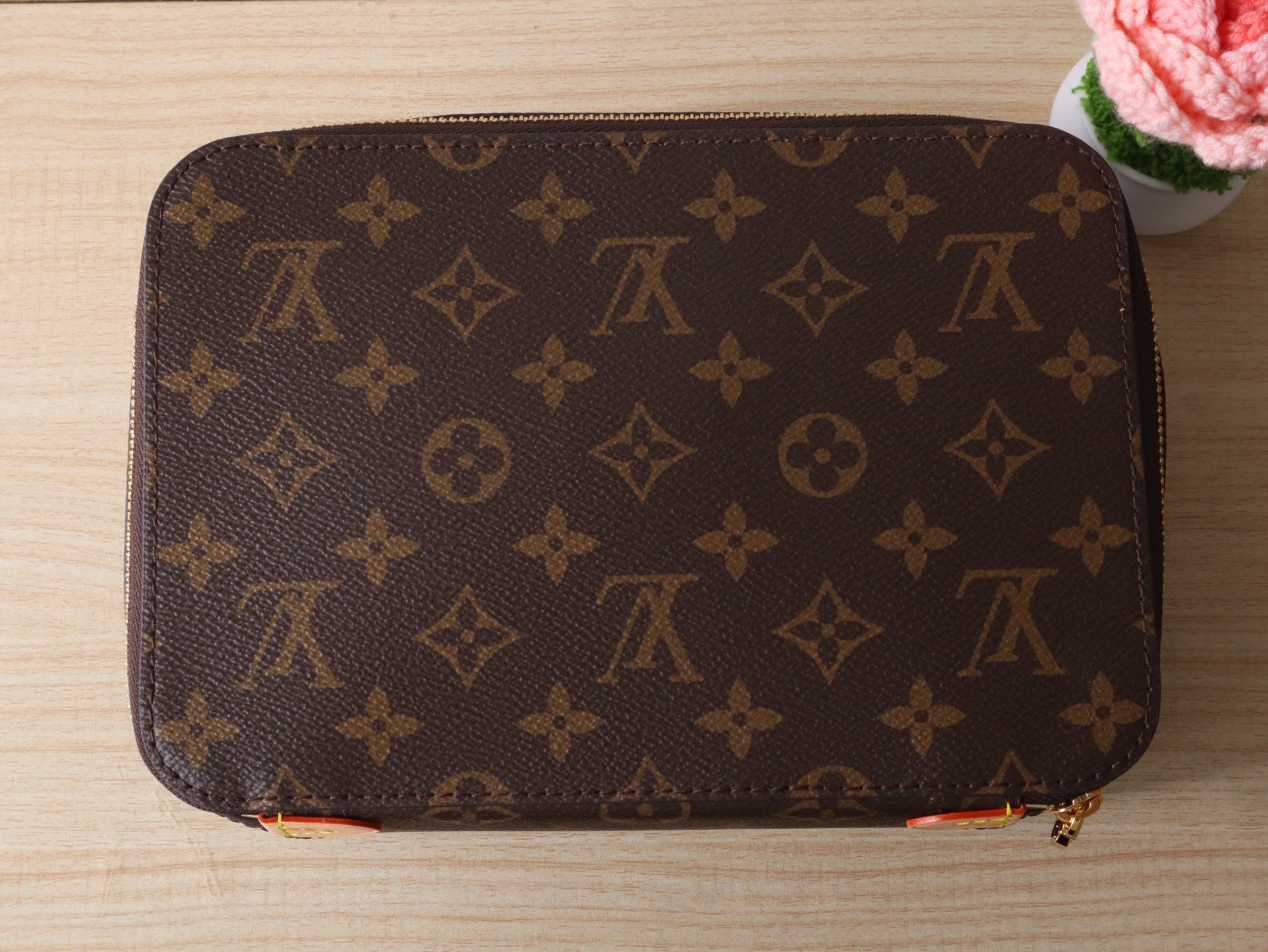 LV M43689 Packing Cube MM Brown Monogram Canvas & Cowhide