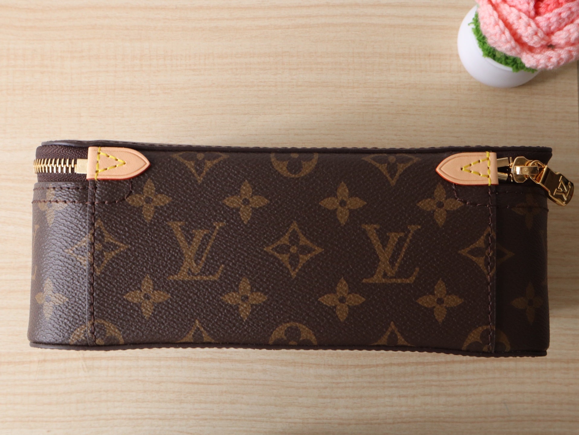 LV M43689 Packing Cube MM Brown Monogram Canvas & Cowhide