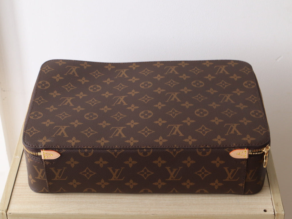 LV M43690 Packing Cube Brown Monogram Canvas & Cowhide