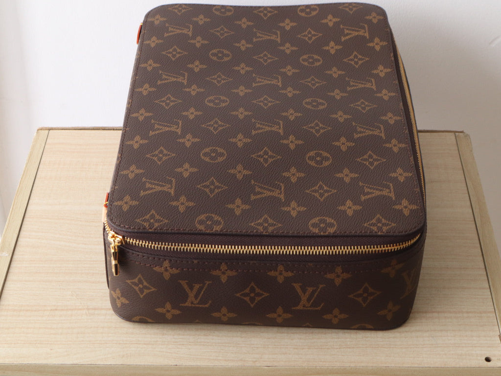 LV M43690 Packing Cube Brown Monogram Canvas & Cowhide