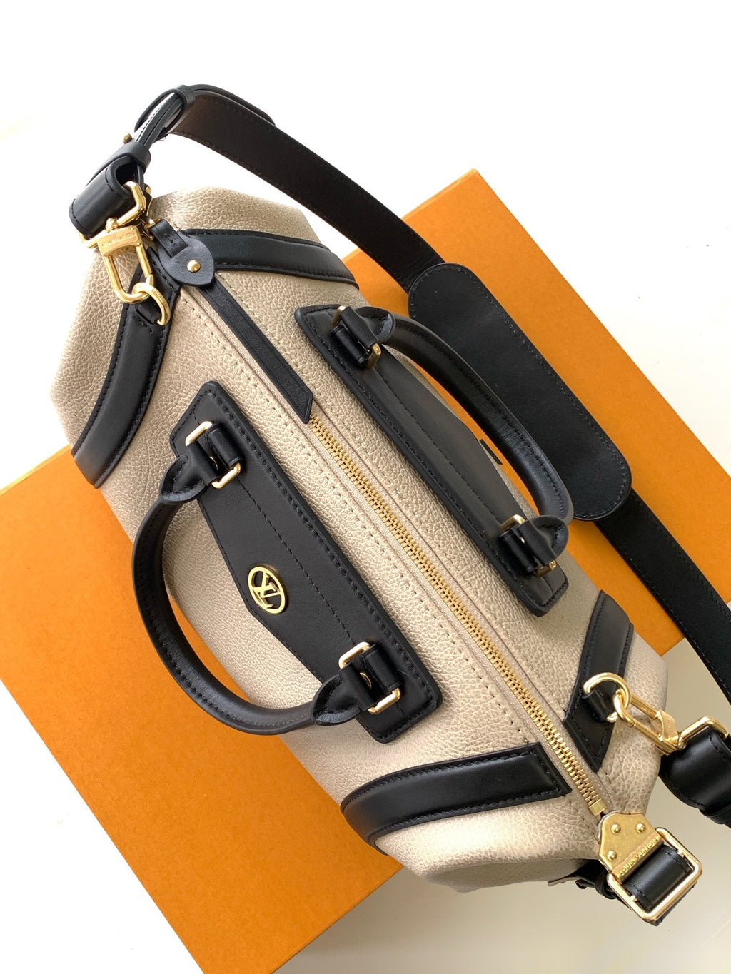 LV Nano LV Biker 38cm Black Beige  Sheepskin & Cowhide Metal