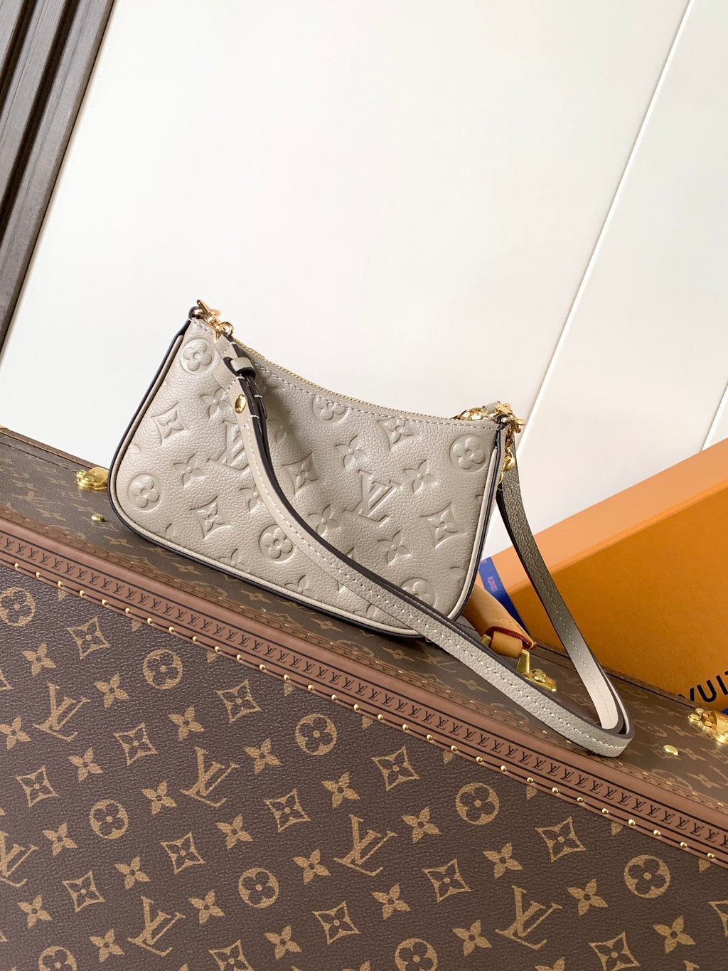 LV Easy Pouch On Strap Tourterelle Beige Embossed Monogram Empreinte Cowhide 251751