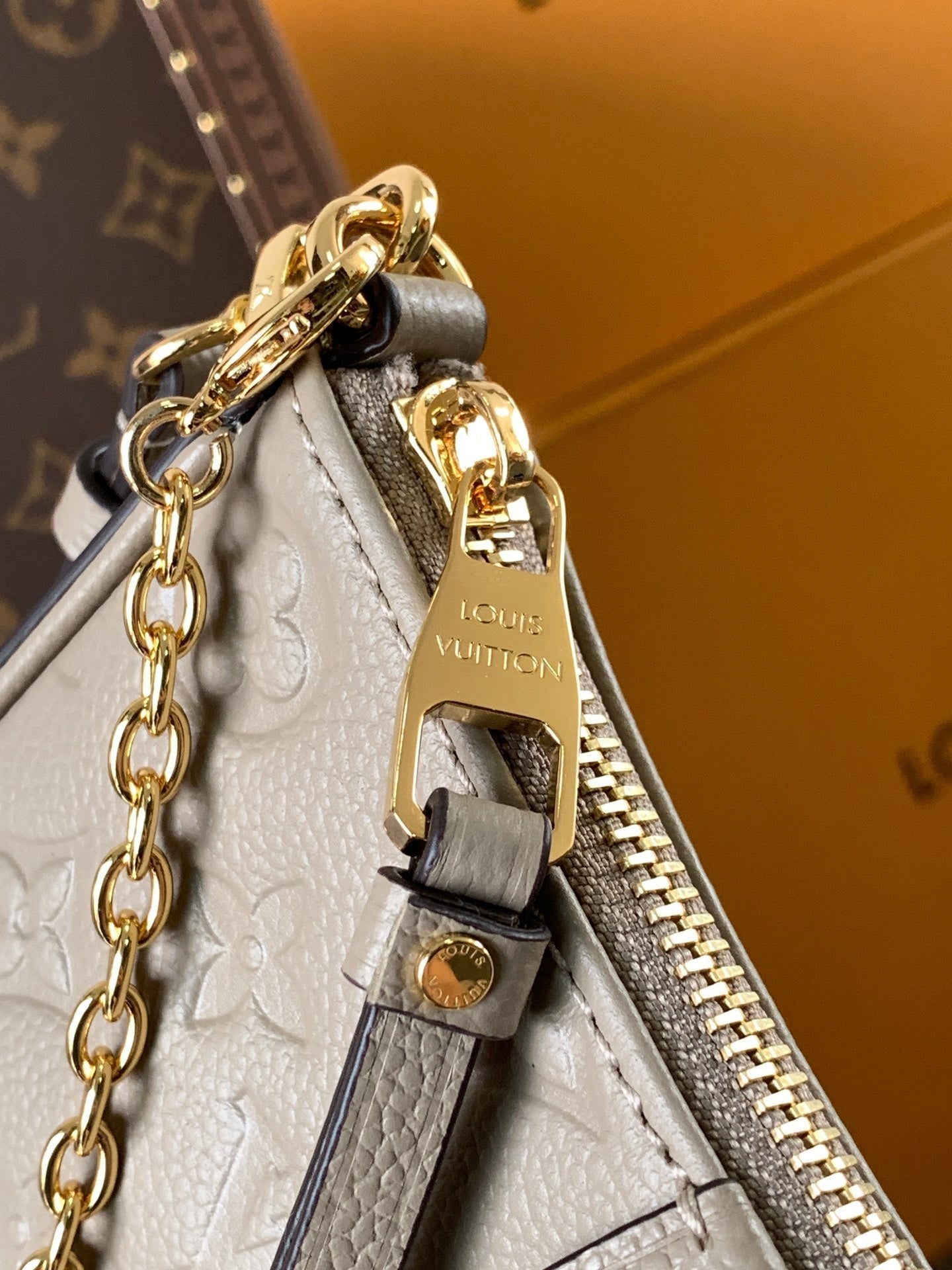 LV Easy Pouch On Strap Tourterelle Beige Embossed Monogram Empreinte Cowhide 251751
