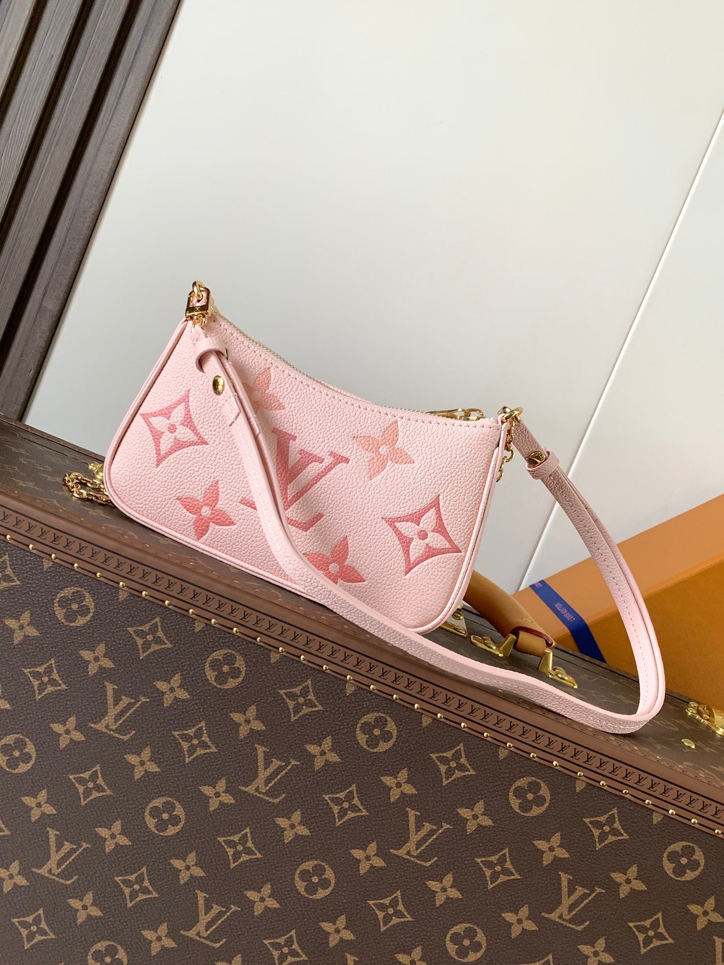 LV Easy Pouch On Strap Pink Embossed Monogram Empreinte Cowhide 251757