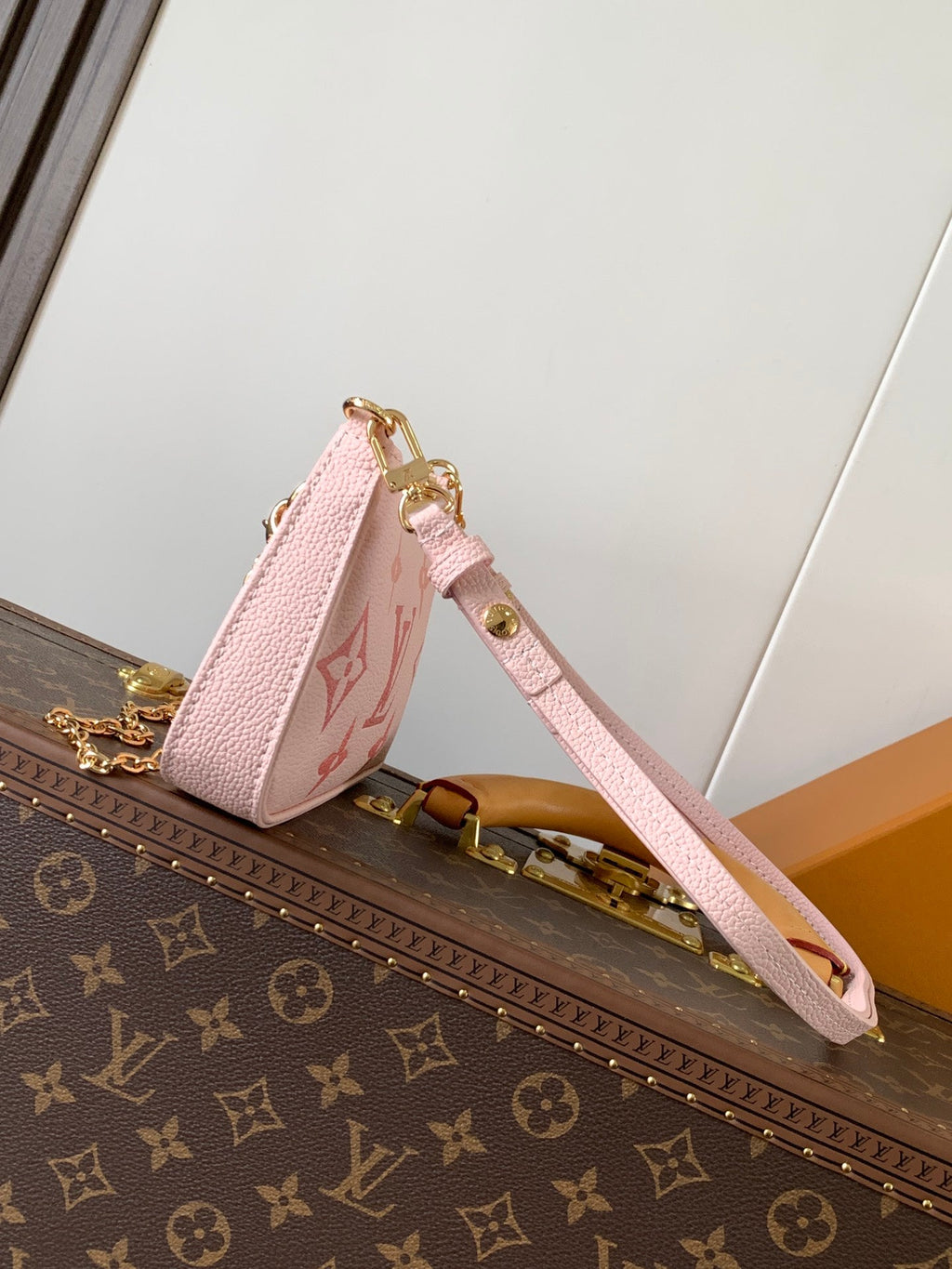 LV Easy Pouch On Strap Pink Embossed Monogram Empreinte Cowhide 251757