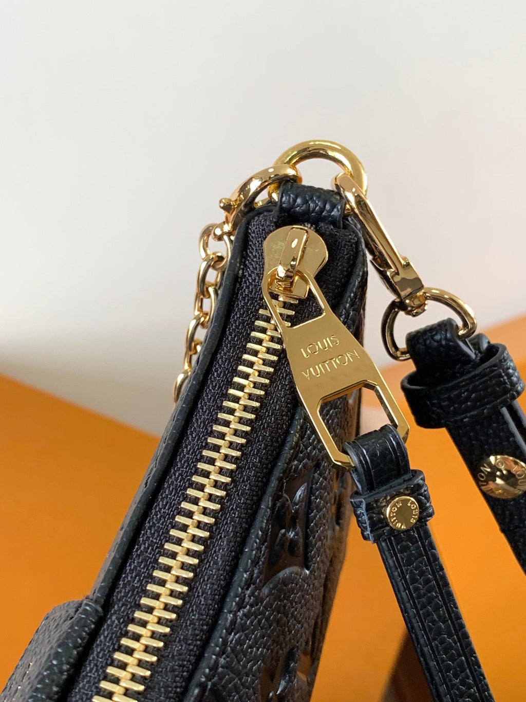 LV Easy Pouch On Strap Black Embossed Monogram Empreinte Cowhide 251753