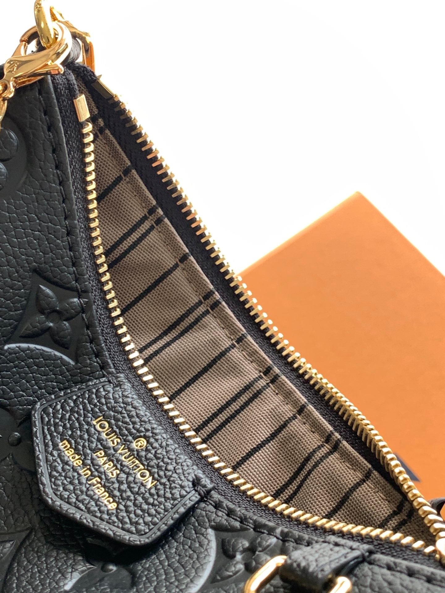 LV Easy Pouch On Strap Black Embossed Monogram Empreinte Cowhide 251753