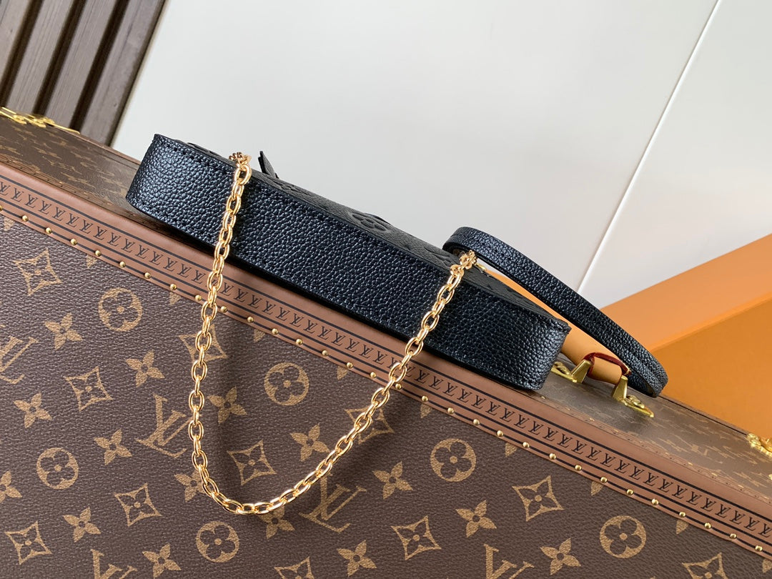 LV Easy Pouch On Strap Black Embossed Monogram Empreinte Cowhide 251753