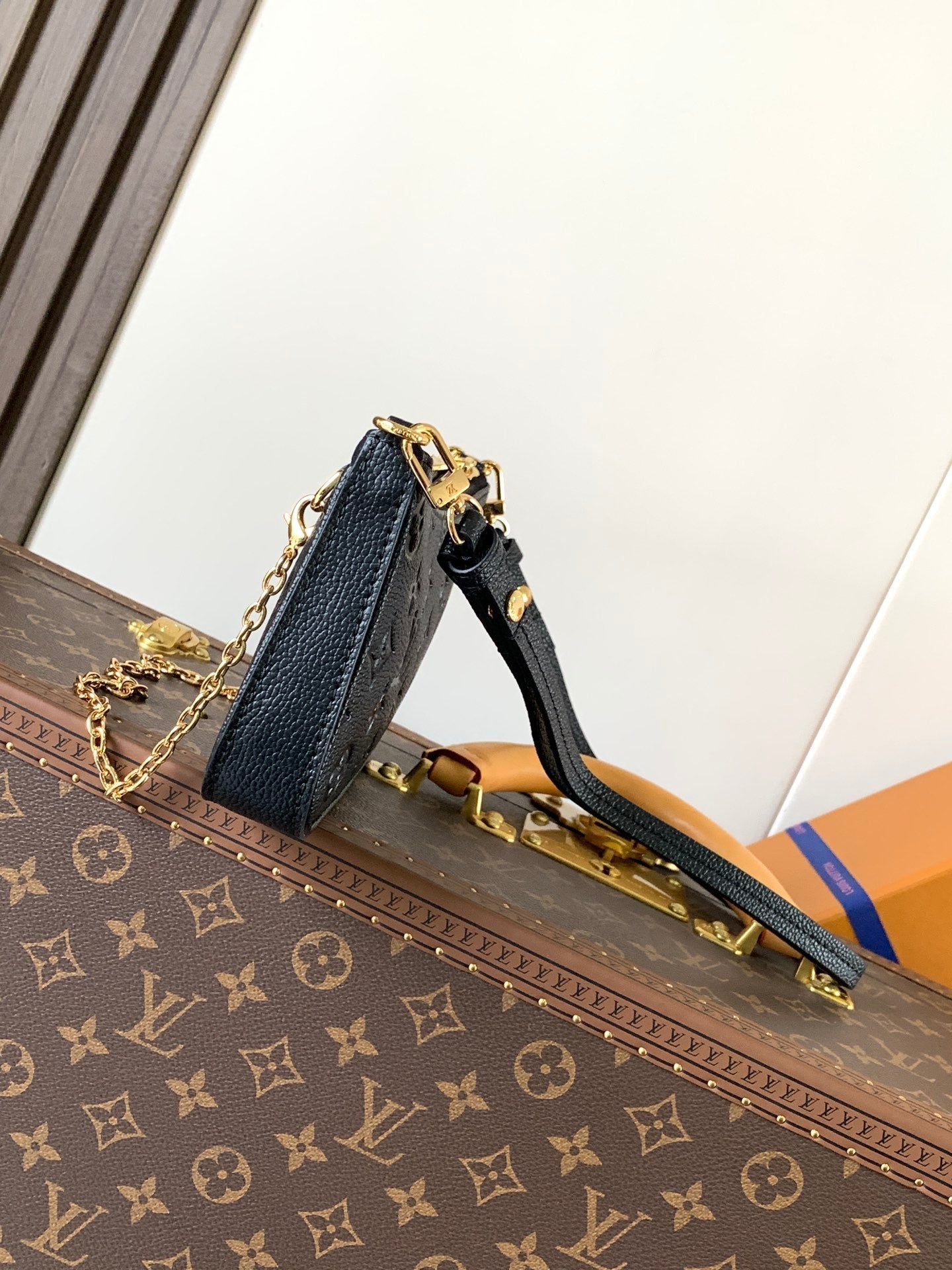 LV Easy Pouch On Strap Black Embossed Monogram Empreinte Cowhide 251753