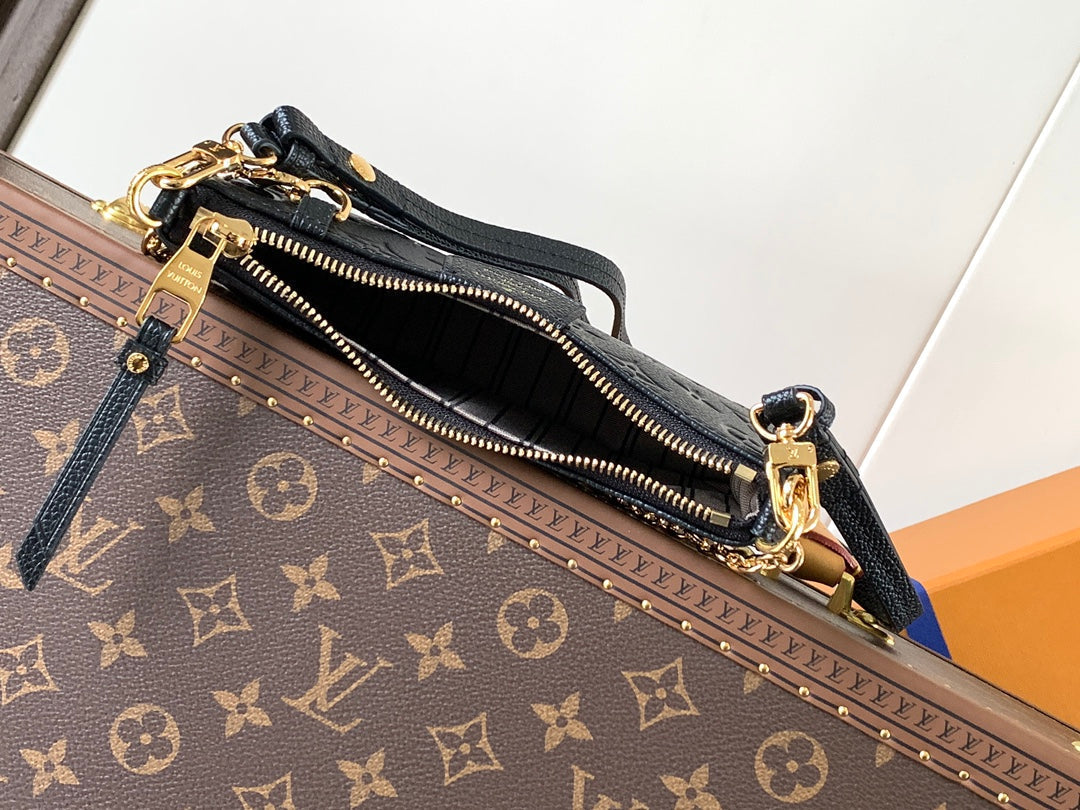 LV Easy Pouch On Strap Black Embossed Monogram Empreinte Cowhide 251753