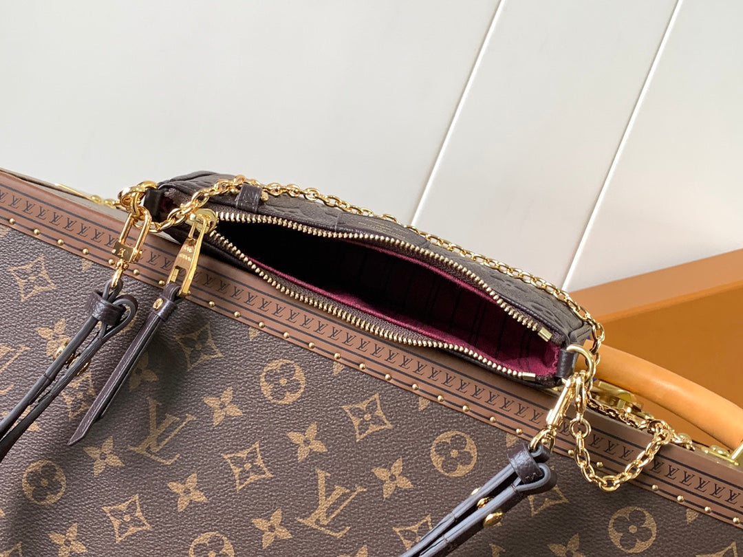 LV Easy Pouch On Strap Dark Burgundy Embossed Monogram Empreinte Cowhide 251759