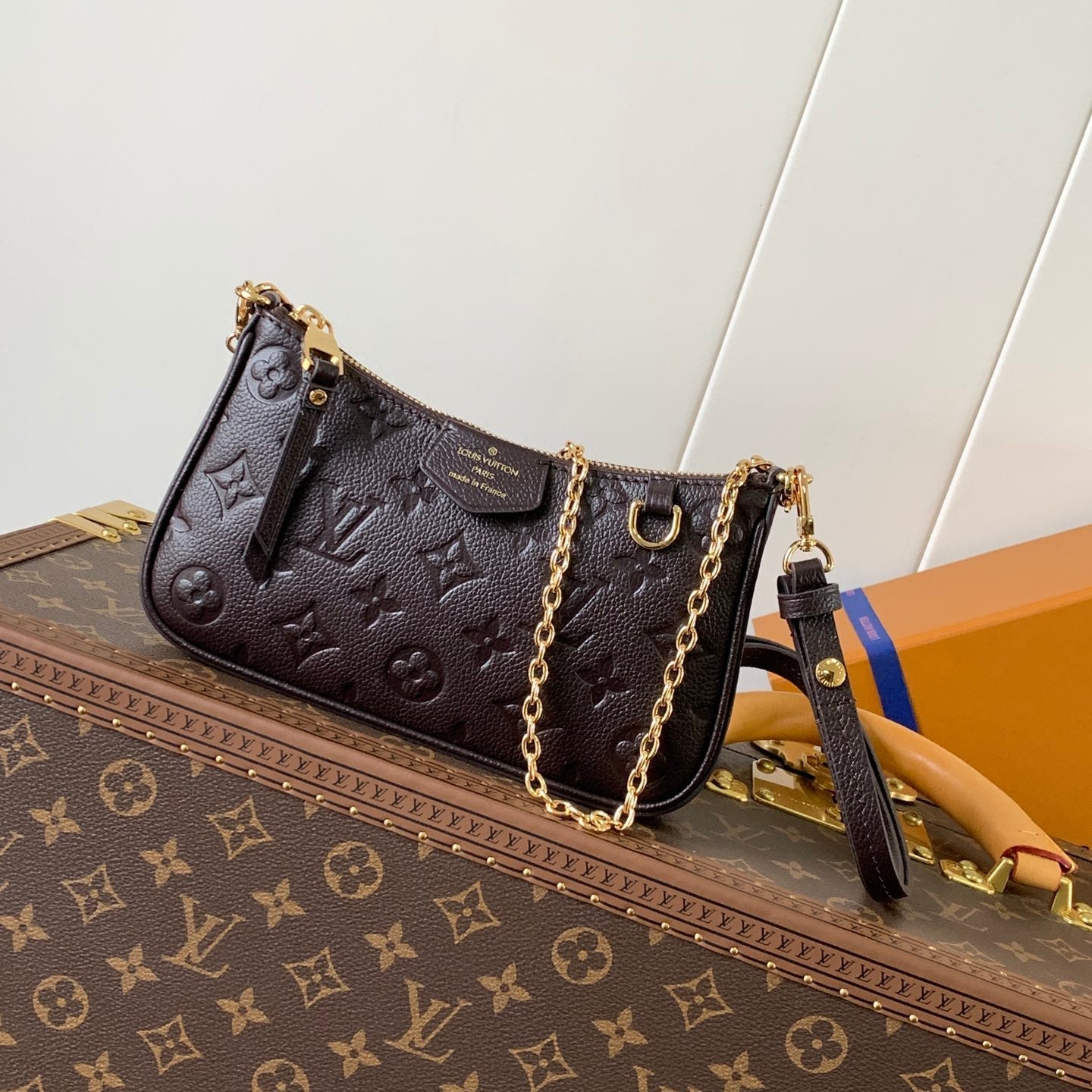 LV Easy Pouch On Strap Dark Burgundy Embossed Monogram Empreinte Cowhide 251759