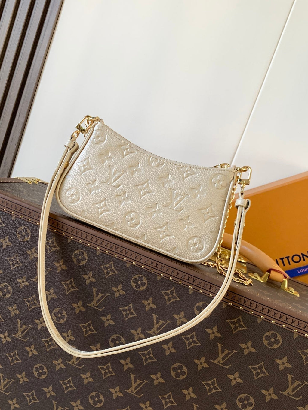 LV Easy Pouch On Strap Off White Embossed Monogram Empreinte Cowhide 251755