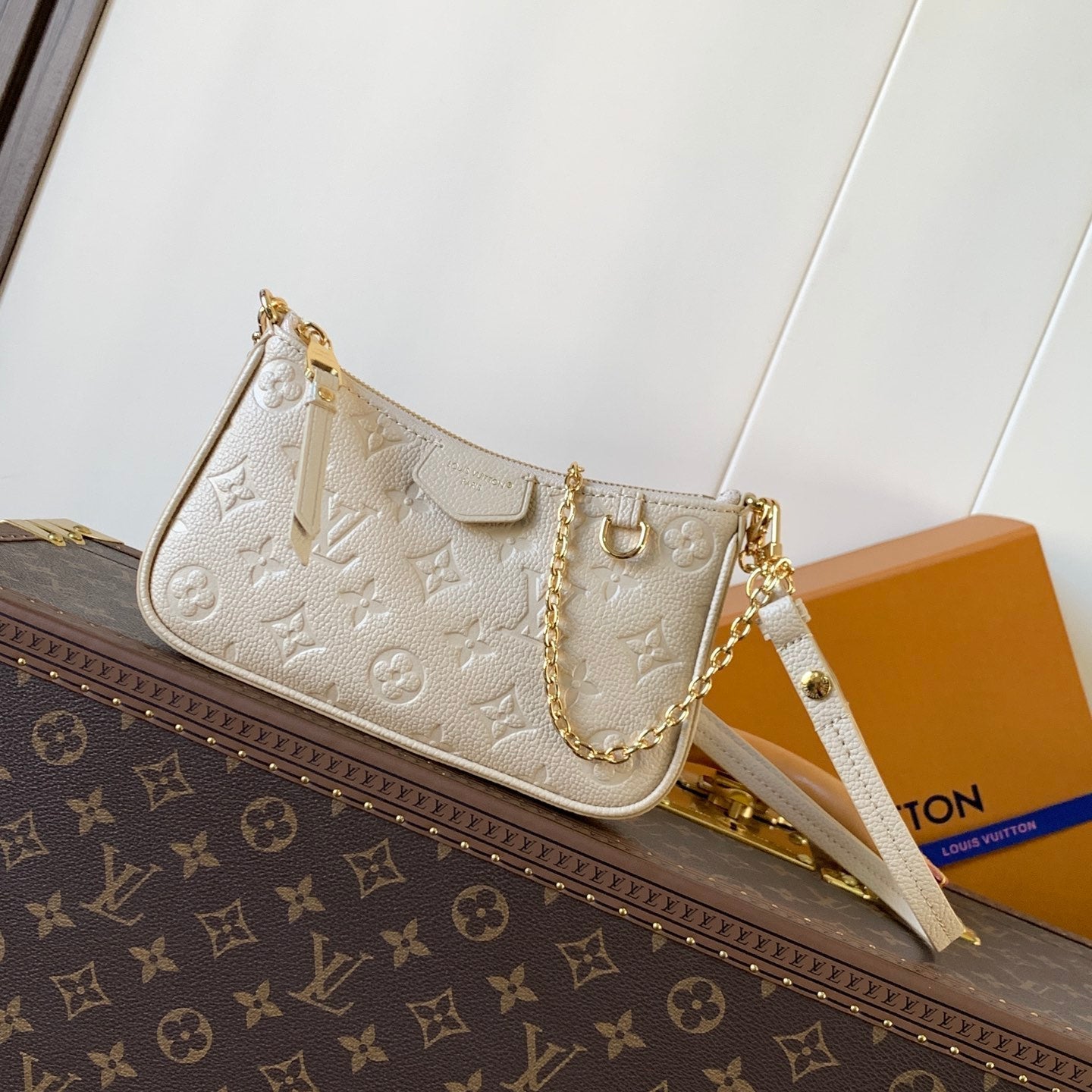 LV Easy Pouch On Strap Off White Embossed Monogram Empreinte Cowhide 251755