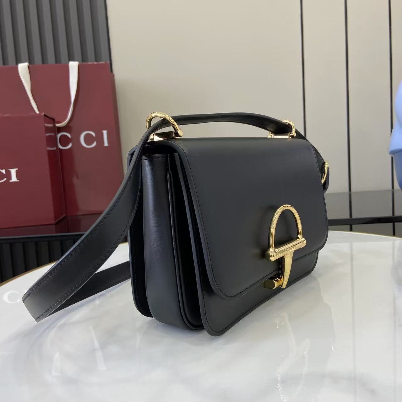 Gucci 25 Siena Bag 22.5cm  Black Gold Leather 292363