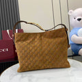Gucci 25 Beatrix Handbag Brown Gold Suede
