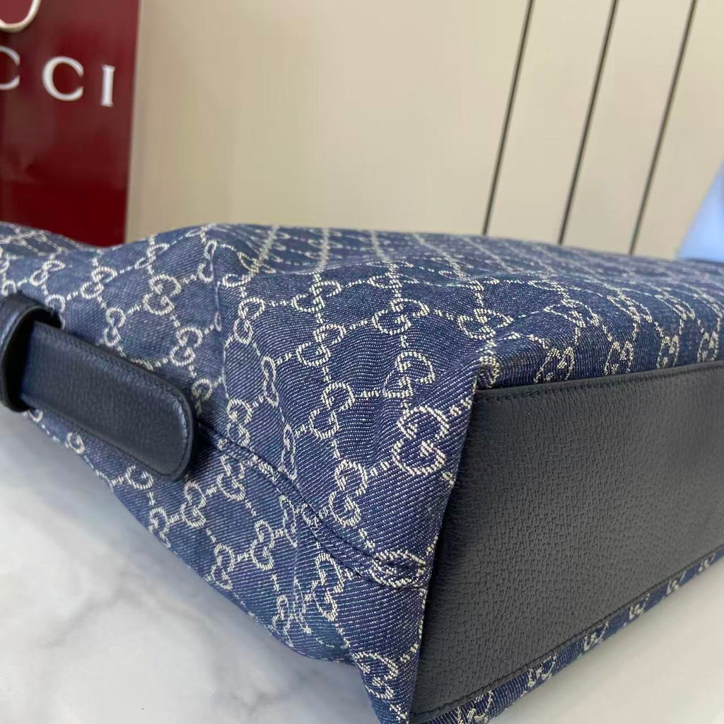 Gucci 25 Beatrix 40cm Handbag Navy Blue Denim Leather 292318