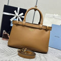 Prada Buckle Tote Bag 28cm Brown Cowhide