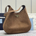 Prada Cleo Crossbodybag 40cm Brown Nubuck Leather