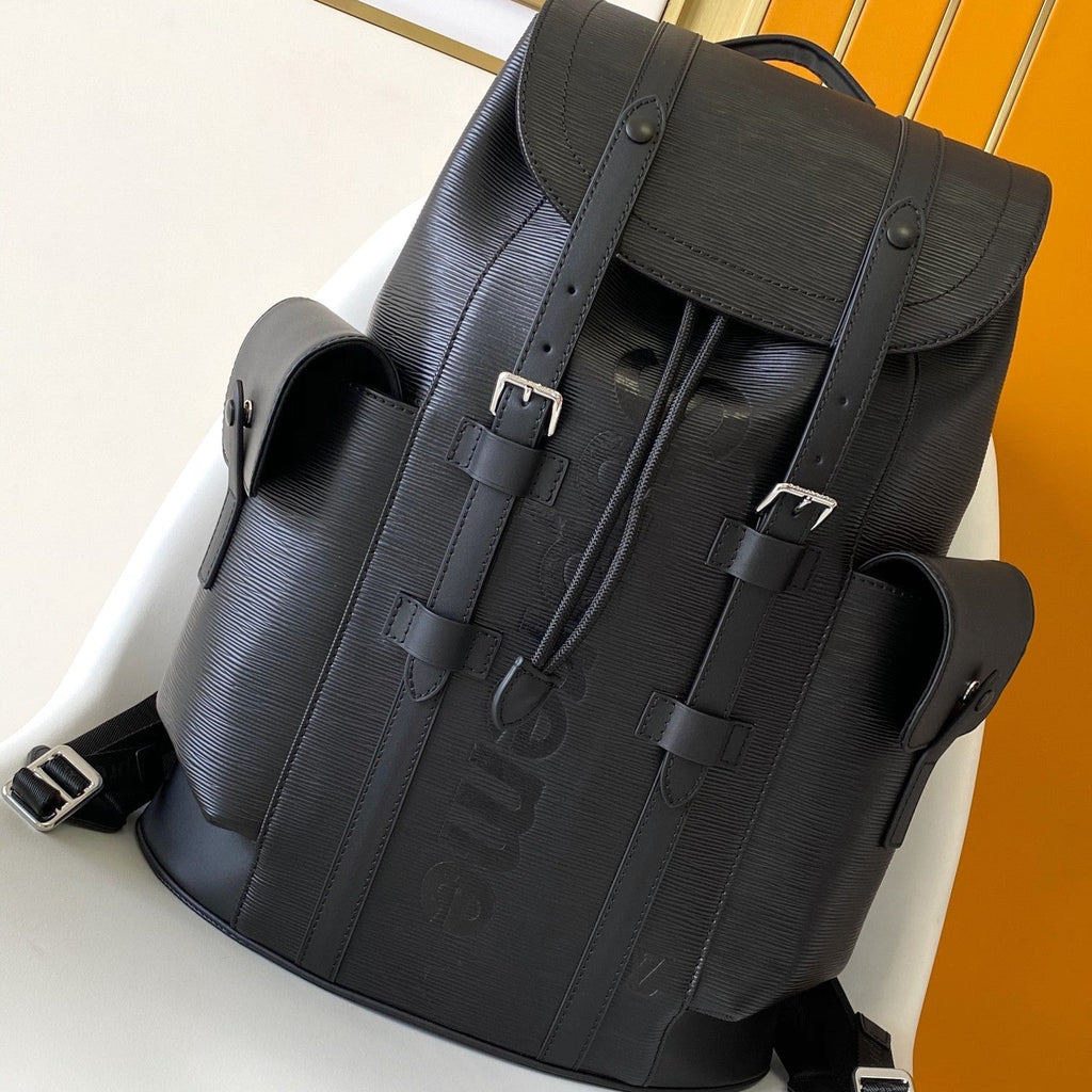 LV M41079 Christopher MM Backpack Black Epi XL Cowhide 268775