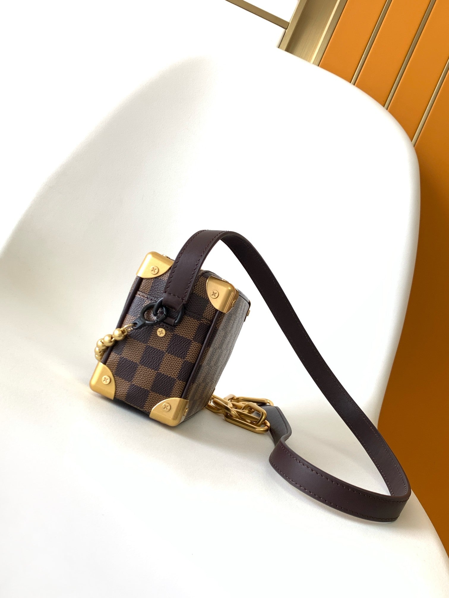 LV Mini Soft Trunk With Chain  Brown Damier Ebene Canvas GHW 268794