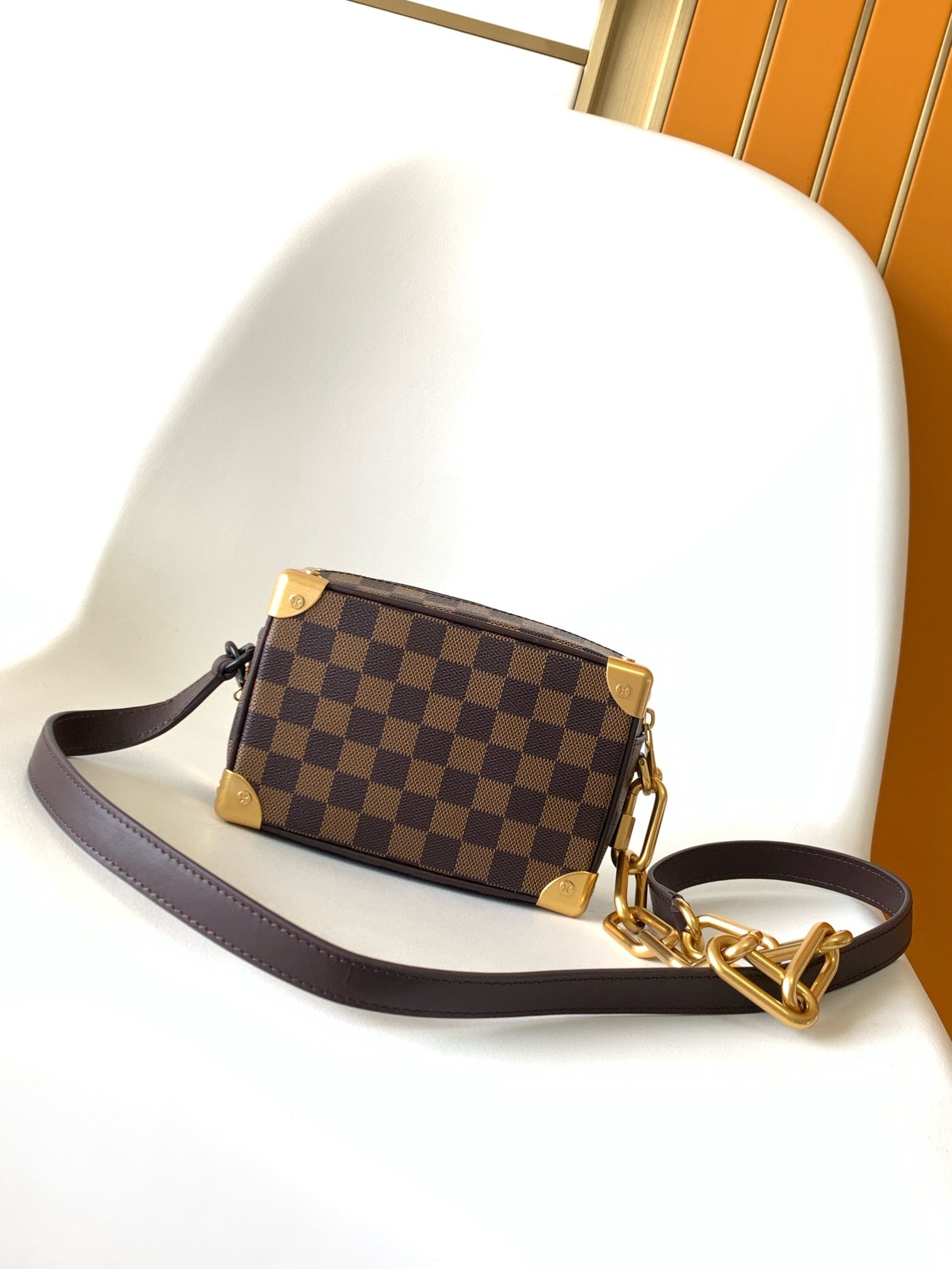 LV Mini Soft Trunk With Chain  Brown Damier Ebene Canvas GHW 268794