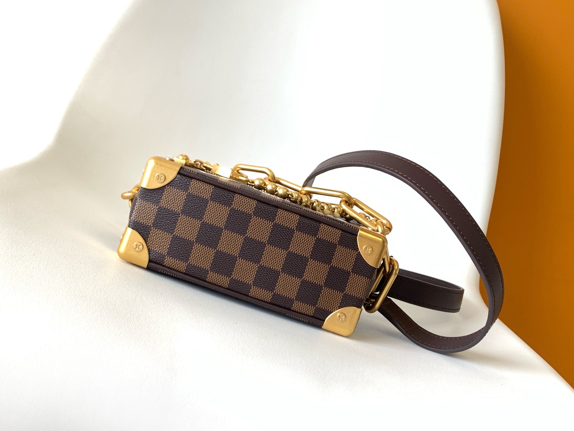 LV Mini Soft Trunk With Chain  Brown Damier Ebene Canvas GHW 268794