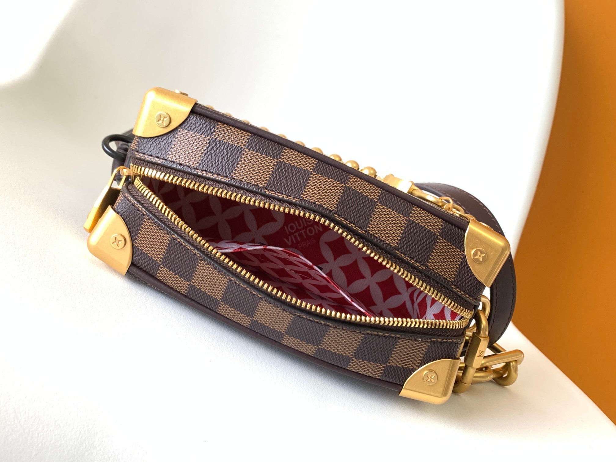 LV Mini Soft Trunk With Chain  Brown Damier Ebene Canvas GHW 268794