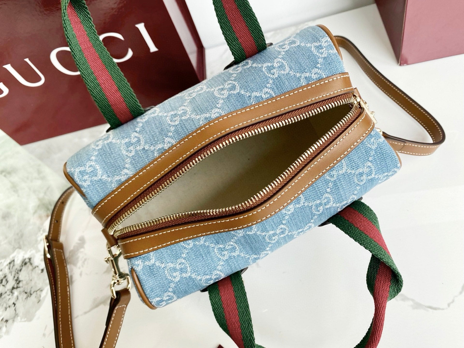 GG 25GG Handbag 20cm Blue Denim Leather 286709