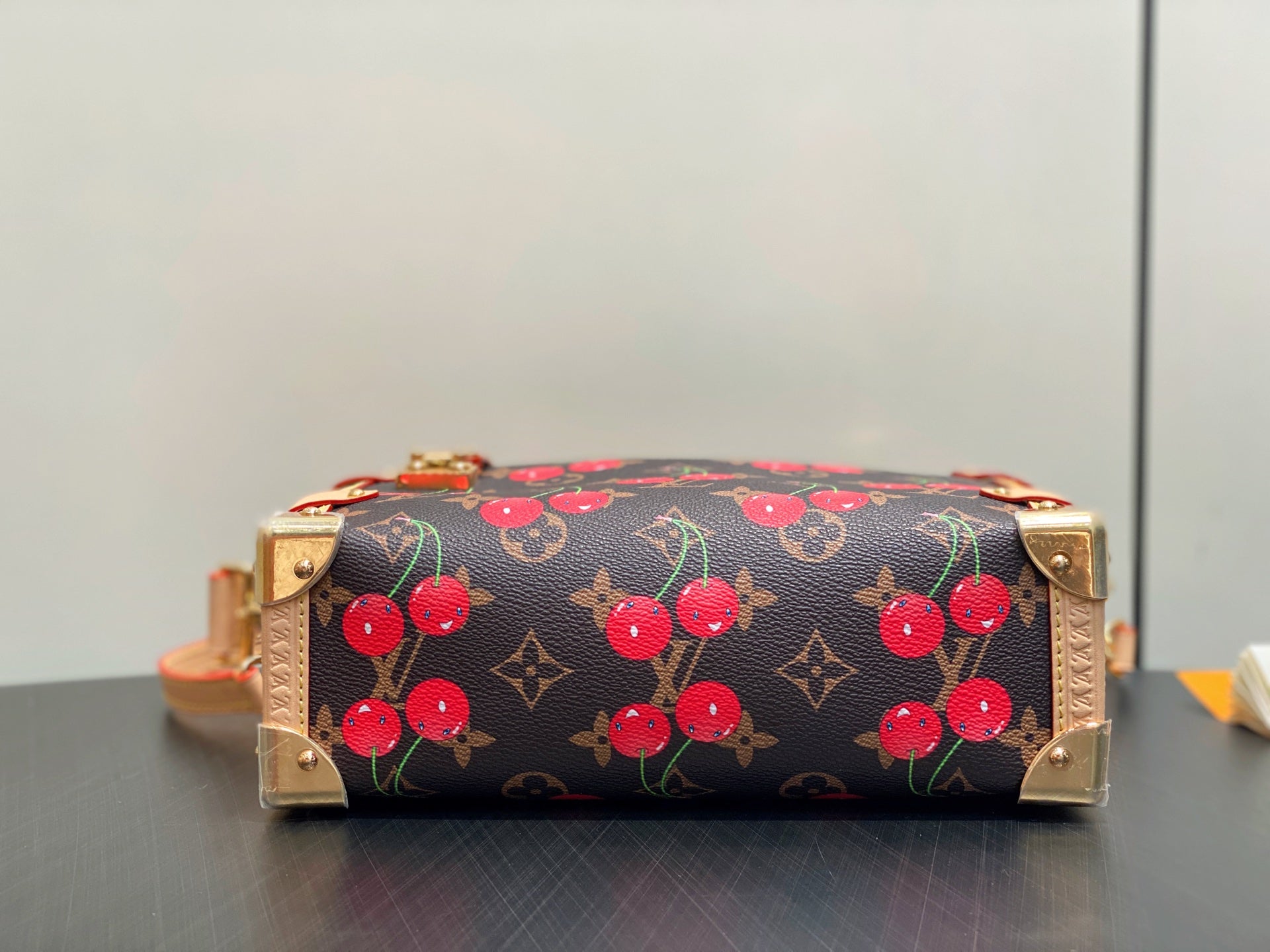 LV x TM Side Trunk MM 23.5cm Brown Cherry Canvas