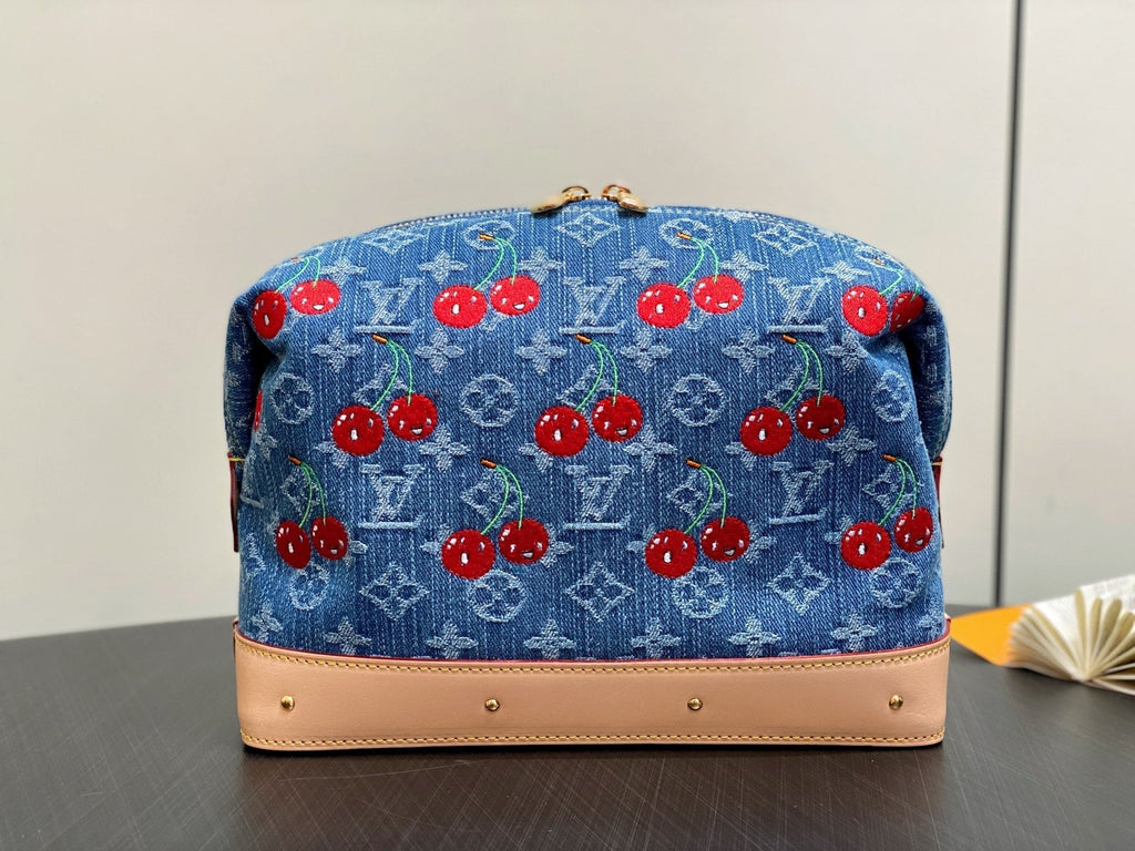 LV x TM Cosmetic Pouch GM 27cm Monogram Cherry Denim