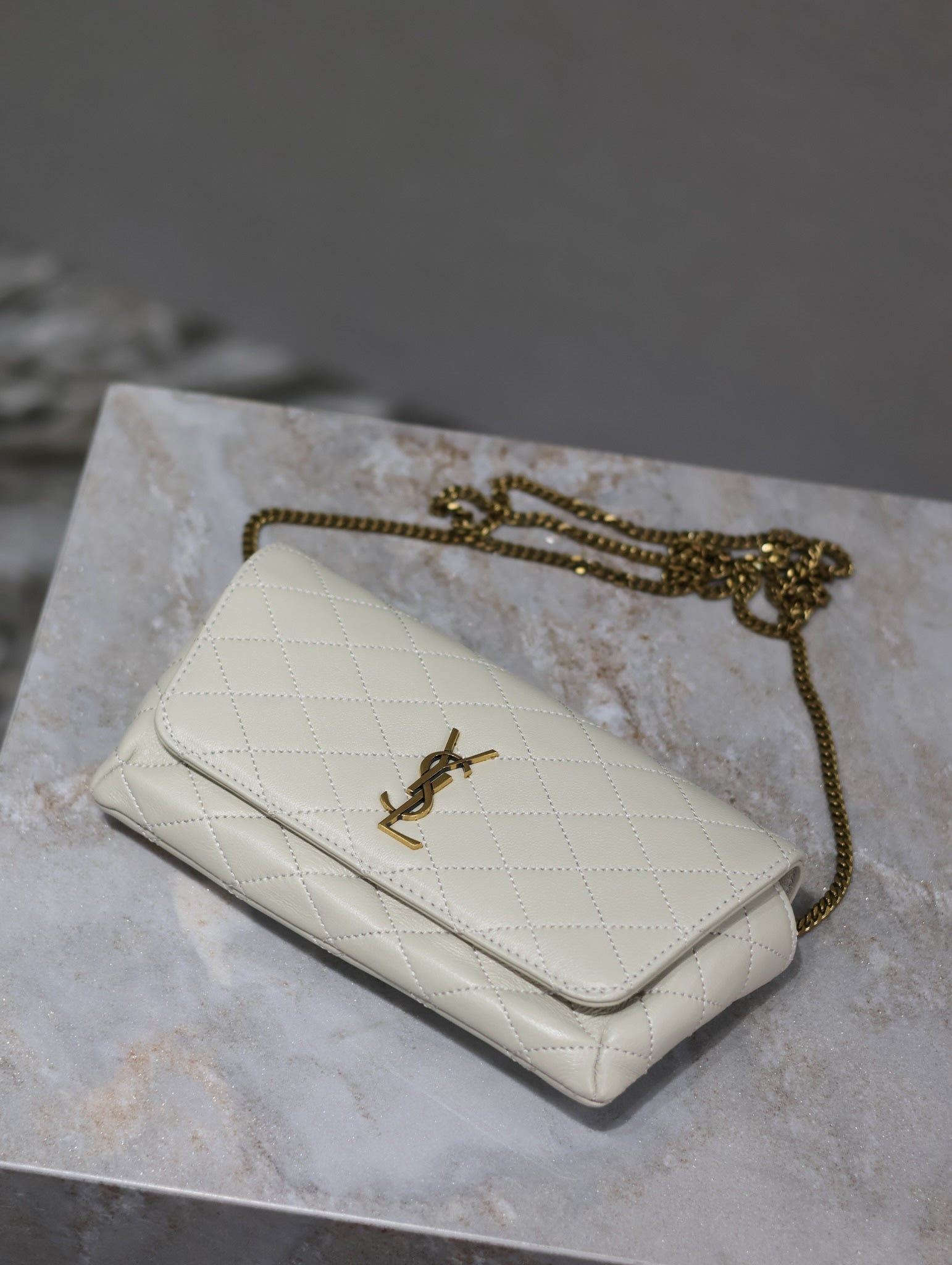 Prada Gaby Phone Bag 19cm White Quilted Leather GHW