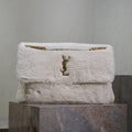 NIKI 47 IN WHITE RABBIT FUR GOLD HARDWARE