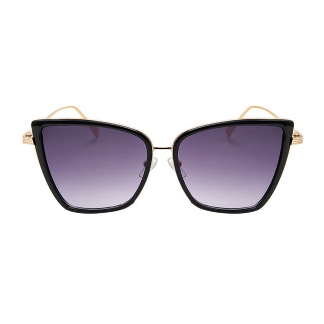 New Brand Designer Cateye Sunglasses Women Vintage Metal Glasses For Women Mirror Retro Lunette De Soleil Femme UV400s-sss