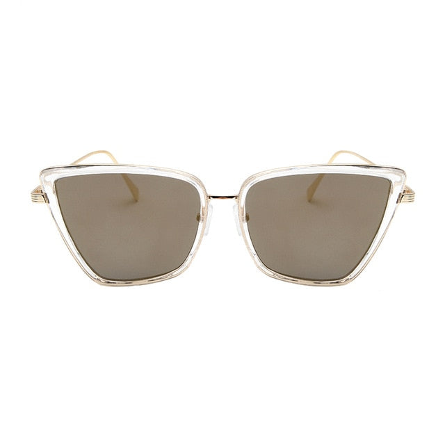 New Brand Designer Cateye Sunglasses Women Vintage Metal Glasses For Women Mirror Retro Lunette De Soleil Femme UV400s-sss