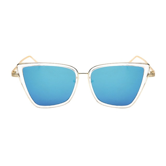 New Brand Designer Cateye Sunglasses Women Vintage Metal Glasses For Women Mirror Retro Lunette De Soleil Femme UV400s-sss
