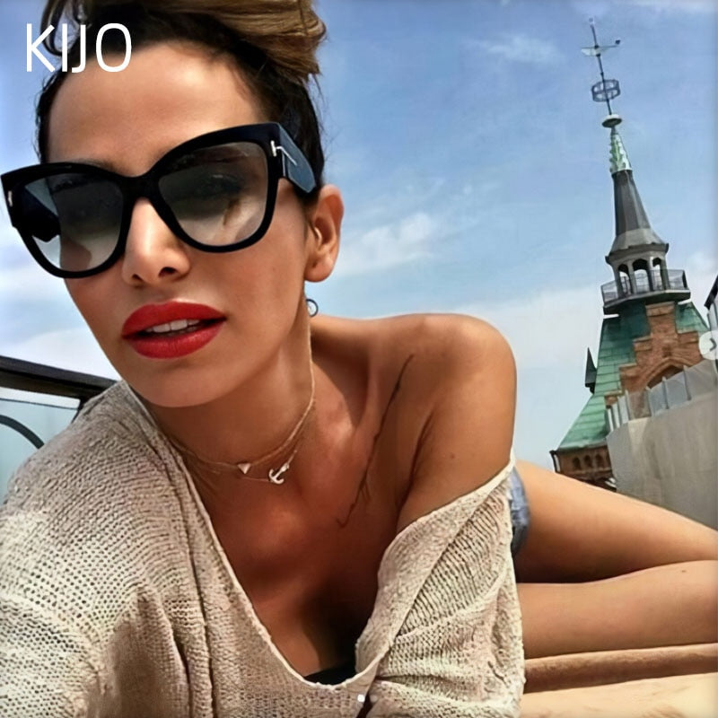 New Fashion Brand Designer Tom Cat Eye Sunglasses Women Oversized Frame Vintage Sun Glasses oculos de sol UV400s-sss