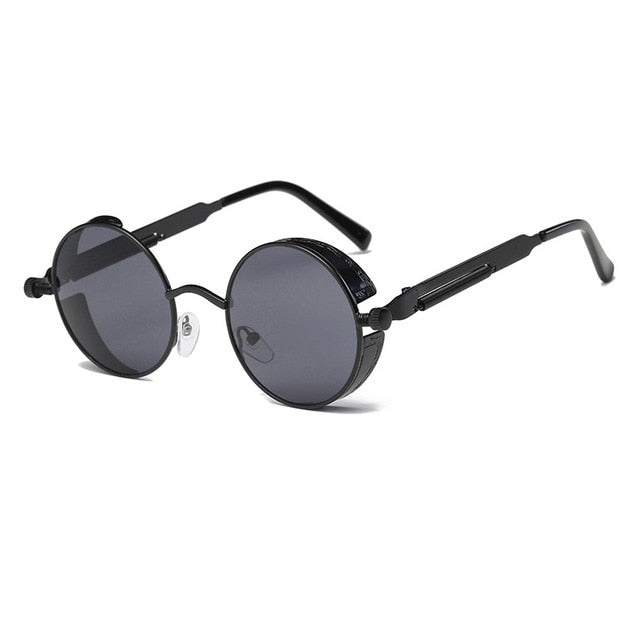 Metal Round Steampunk Sunglasses Men Women Fashion Glasses Brand Designer Retro Frame Vintage Sunglasses High Quality UV400s-sss