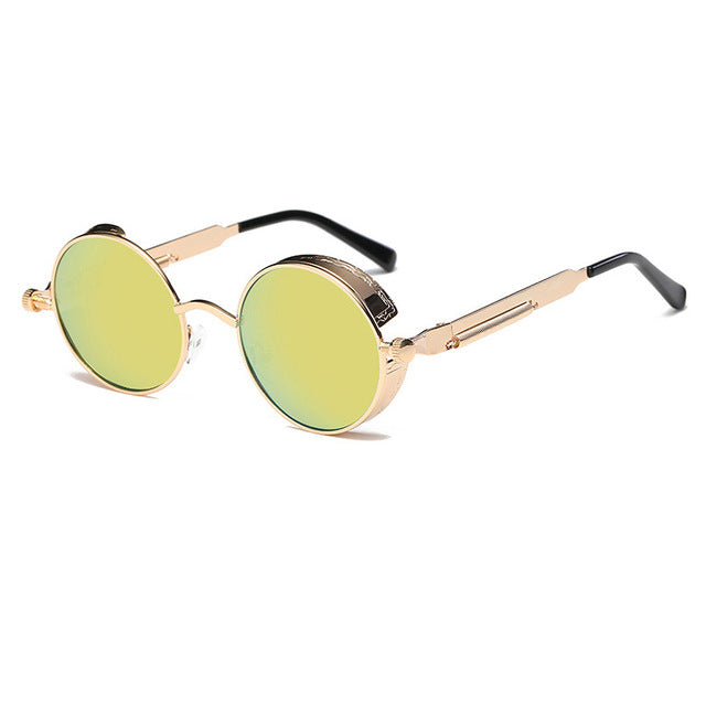 Metal Round Steampunk Sunglasses Men Women Fashion Glasses Brand Designer Retro Frame Vintage Sunglasses High Quality UV400s-sss