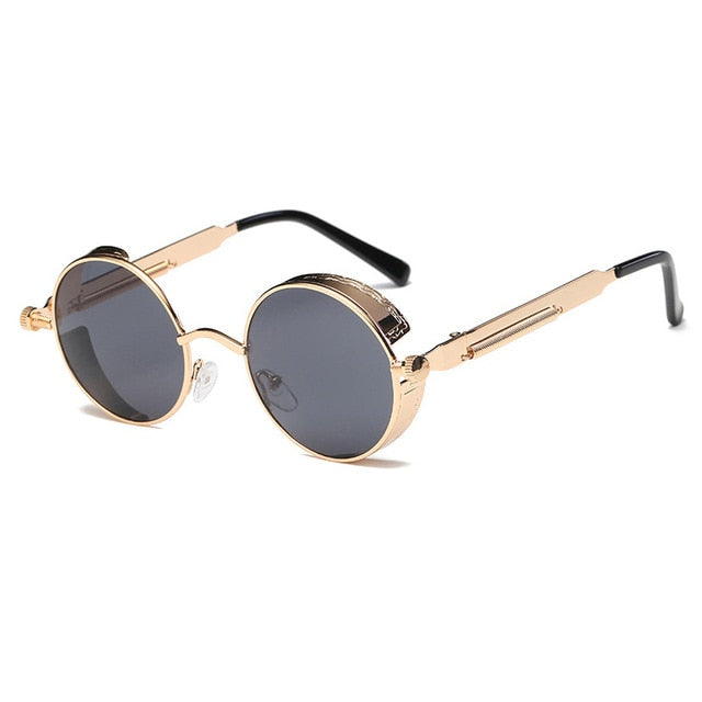Metal Round Steampunk Sunglasses Men Women Fashion Glasses Brand Designer Retro Frame Vintage Sunglasses High Quality UV400s-sss