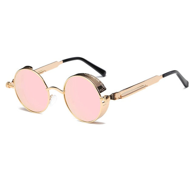 Metal Round Steampunk Sunglasses Men Women Fashion Glasses Brand Designer Retro Frame Vintage Sunglasses High Quality UV400s-sss